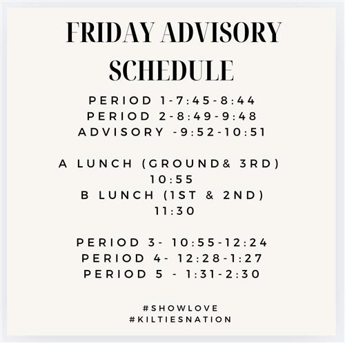 FRIDAY ADVISORY SCHEDULE